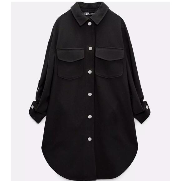 NWT-Zara-ZARA TWILL HEAVY DUTY OVERSIZED OVERSHIRT JACKET XS - Picture 1 of 8